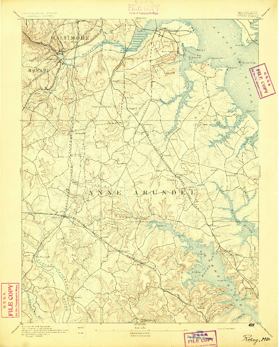 USGS 1:62500-SCALE QUADRANGLE FOR RELAY, MD 1894