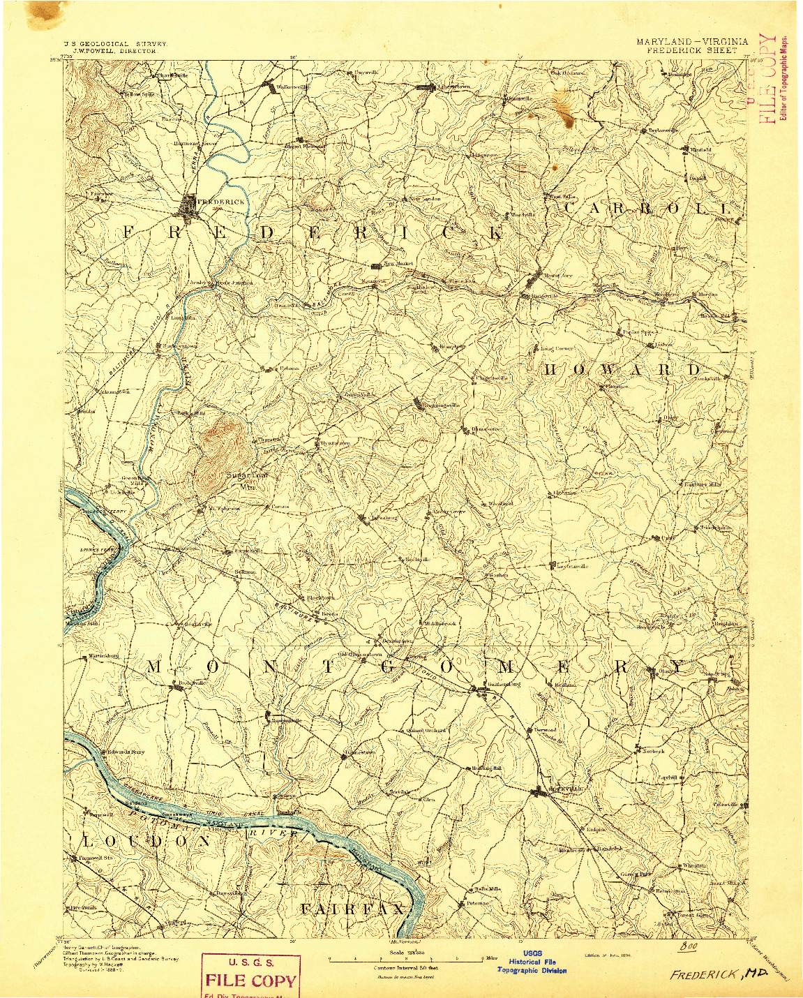 USGS 1:125000-SCALE QUADRANGLE FOR FREDERICK, MD 1894