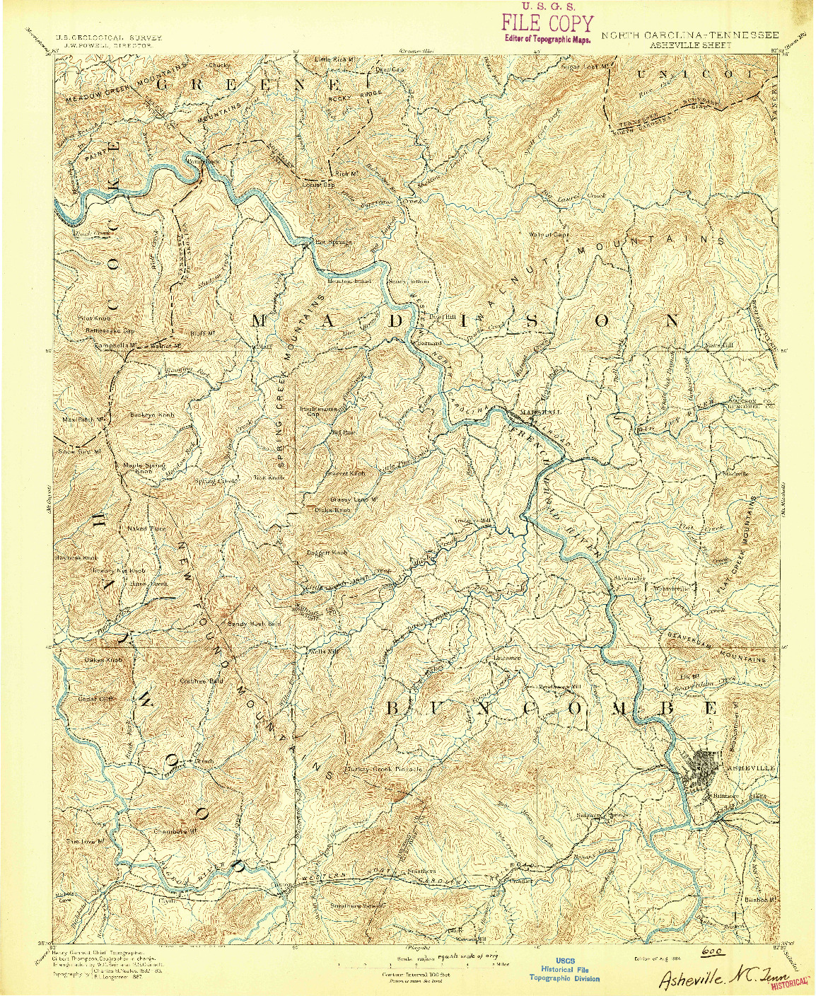 USGS 1:125000-SCALE QUADRANGLE FOR ASHEVILLE, NC 1894