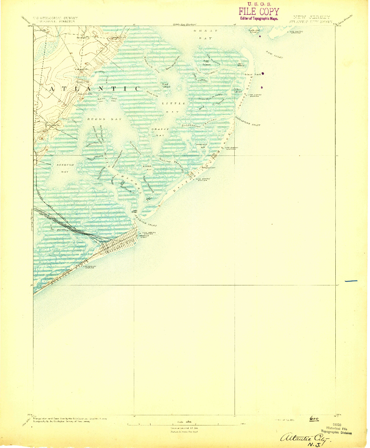 USGS 1:62500-SCALE QUADRANGLE FOR ATLANTIC CITY, NJ 1894