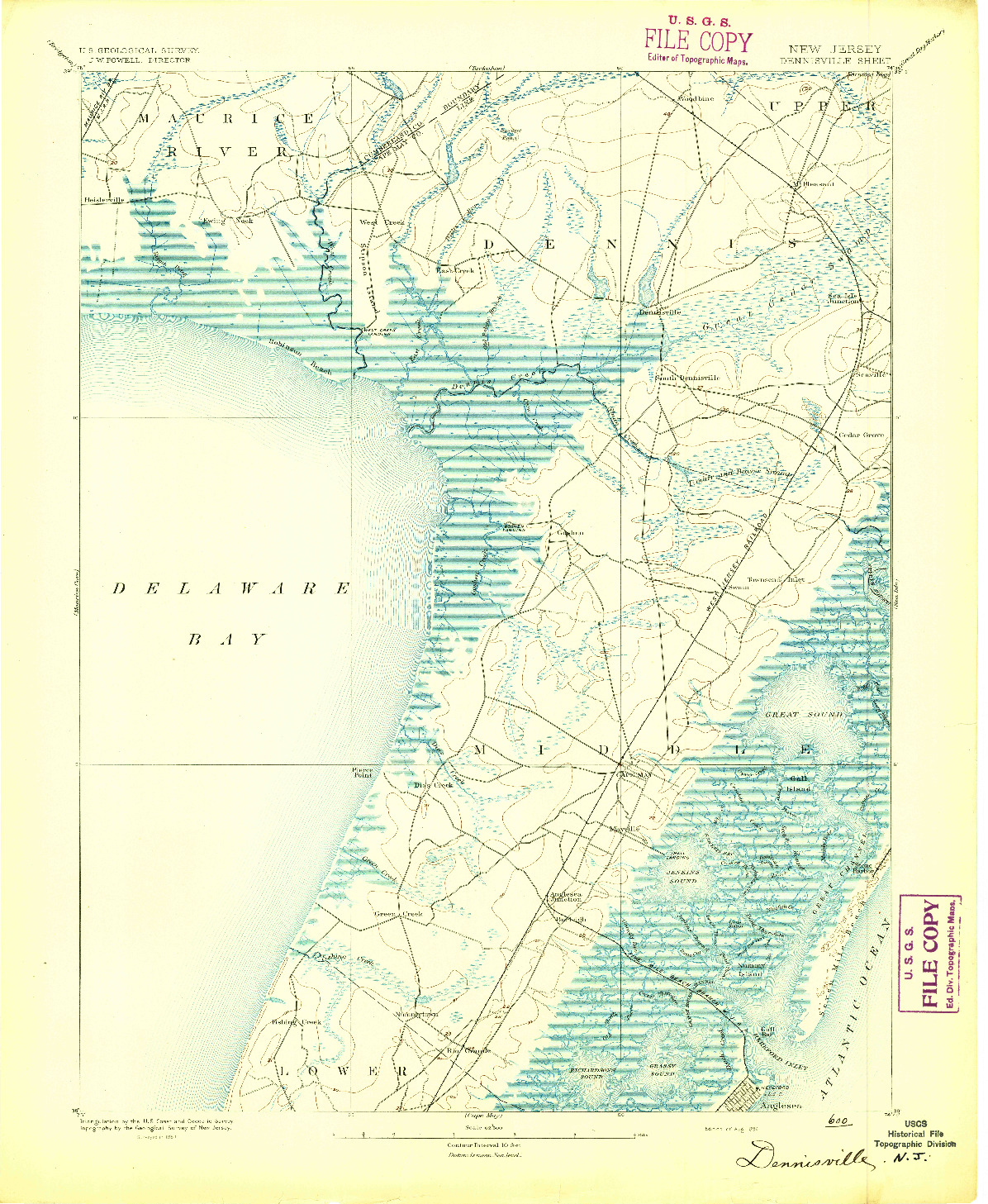 USGS 1:62500-SCALE QUADRANGLE FOR DENNISVILLE, NJ 1894