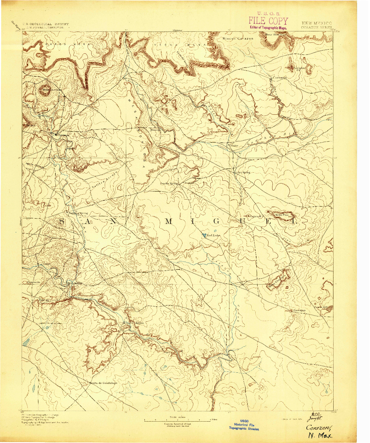 USGS 1:125000-SCALE QUADRANGLE FOR CORAZON, NM 1894