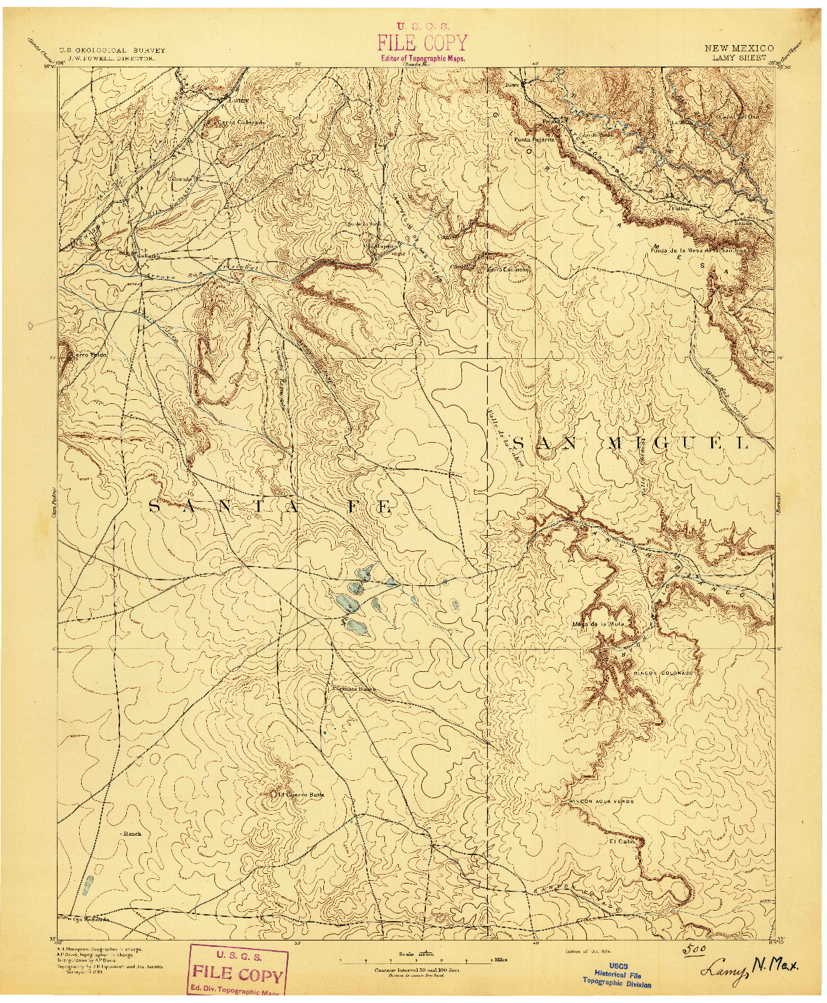 USGS 1:125000-SCALE QUADRANGLE FOR LAMY, NM 1894