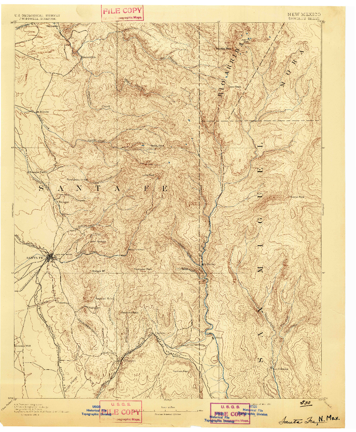 USGS 1:125000-SCALE QUADRANGLE FOR SANTA FE, NM 1894