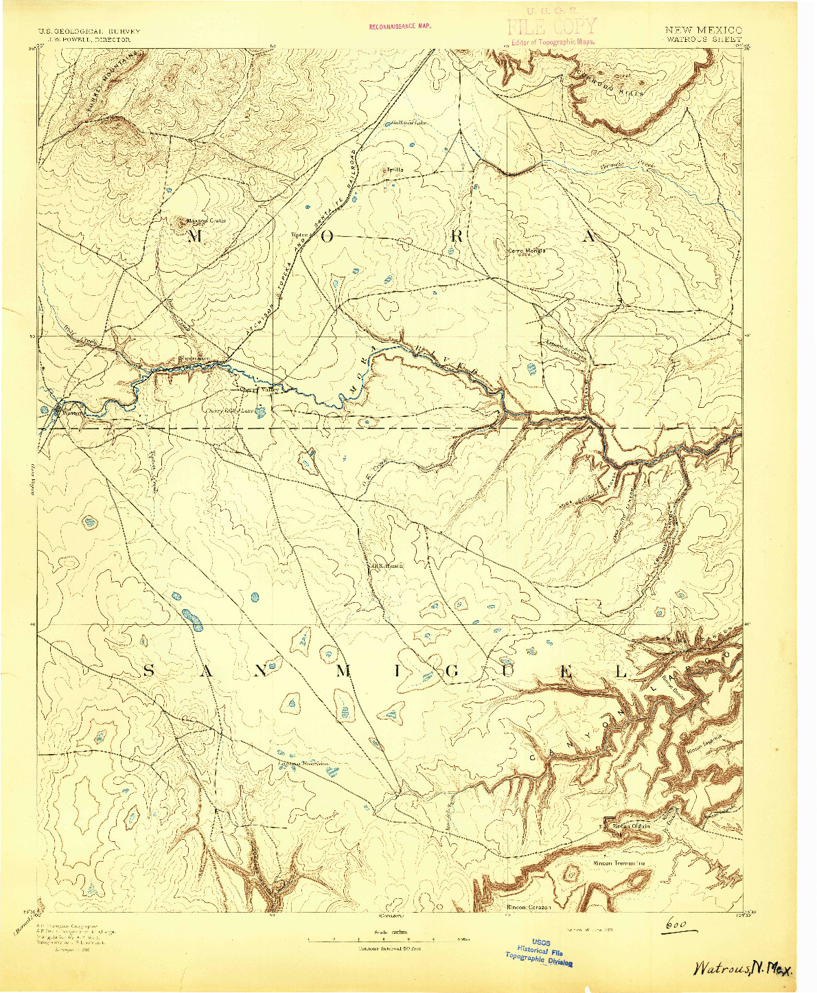 USGS 1:125000-SCALE QUADRANGLE FOR WATROUS, NM 1894