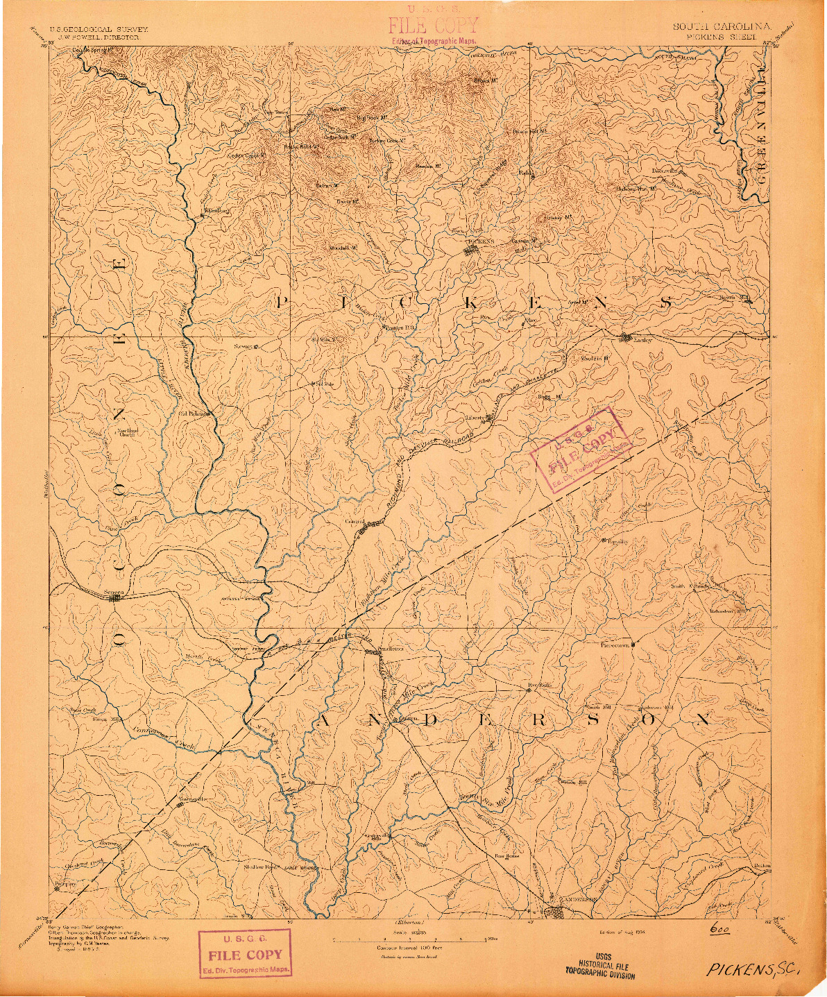 USGS 1:125000-SCALE QUADRANGLE FOR PICKENS, SC 1894
