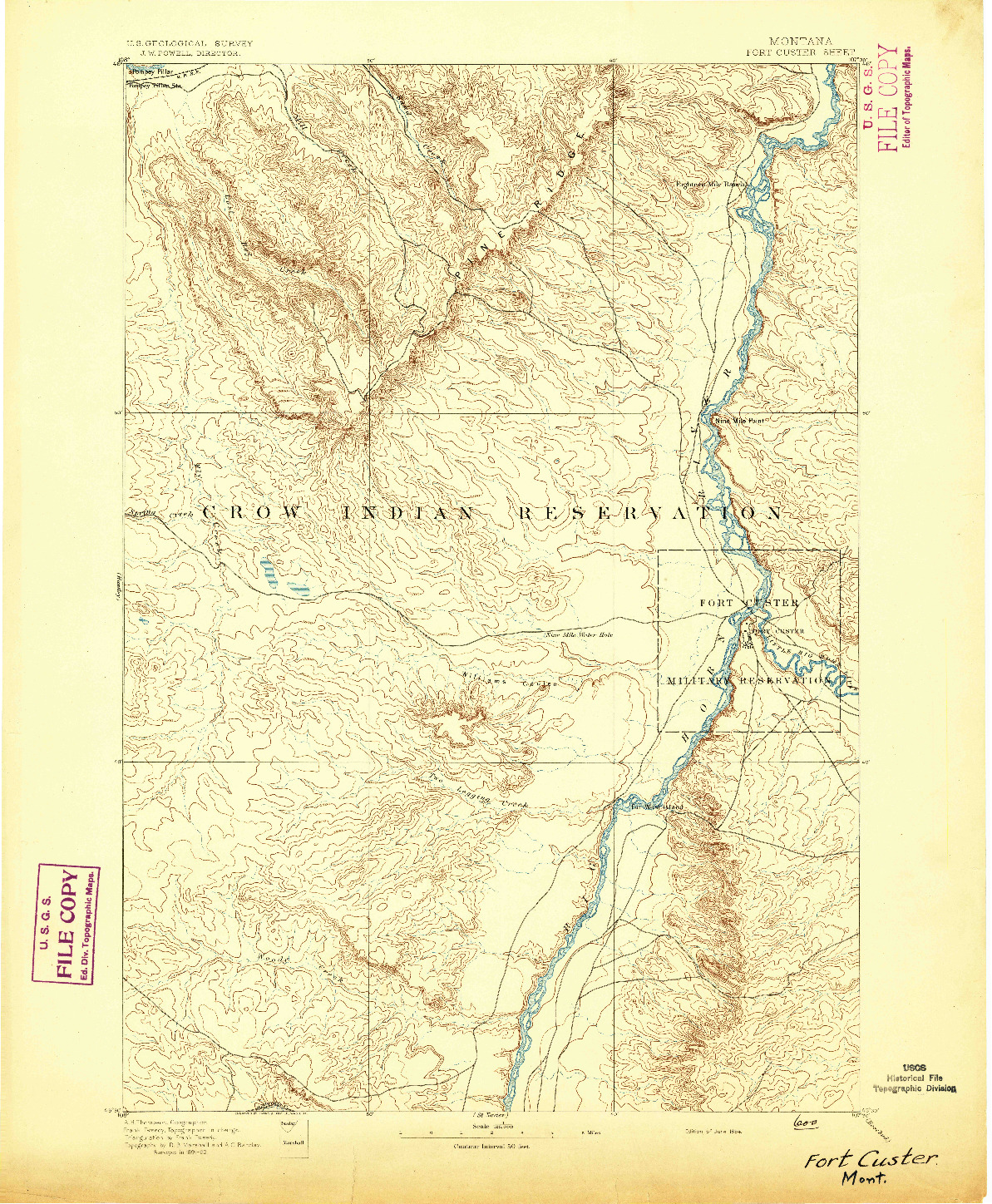 USGS 1:125000-SCALE QUADRANGLE FOR FORT CUSTER, MT 1894