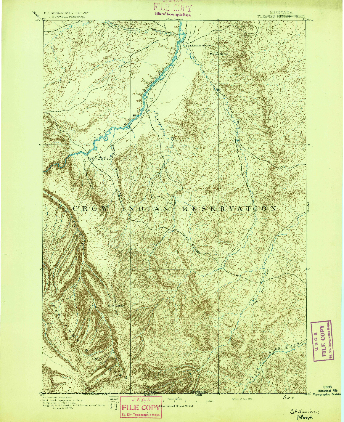 USGS 1:125000-SCALE QUADRANGLE FOR ST. XAVIER, MT 1894