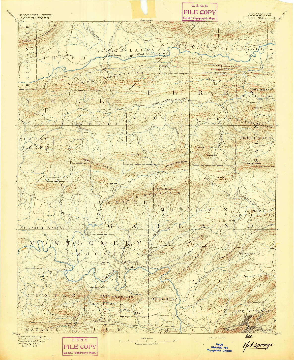 USGS 1:125000-SCALE QUADRANGLE FOR HOT SPRINGS, AR 1894