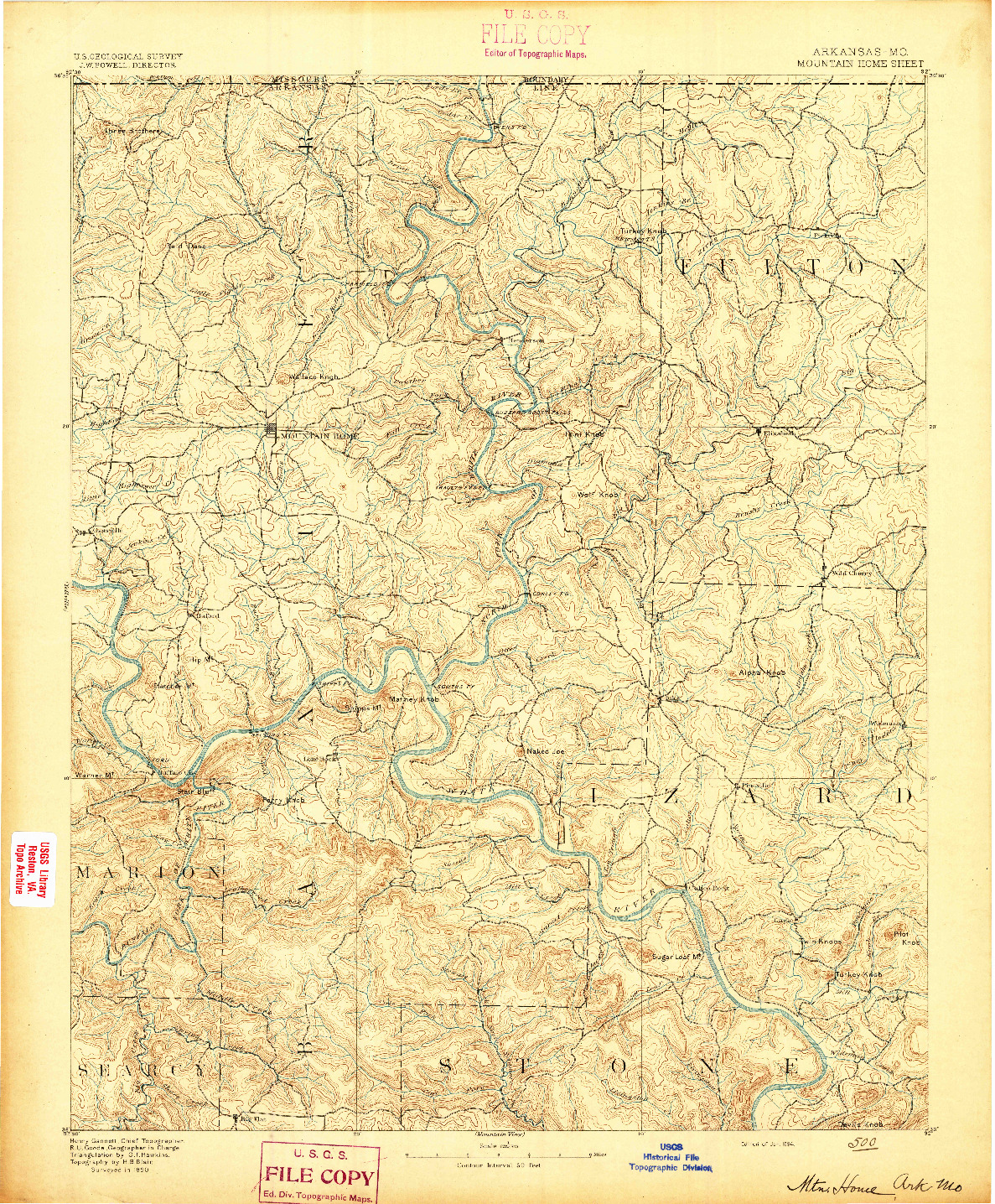 USGS 1:125000-SCALE QUADRANGLE FOR MOUNTAIN HOME, AR 1894