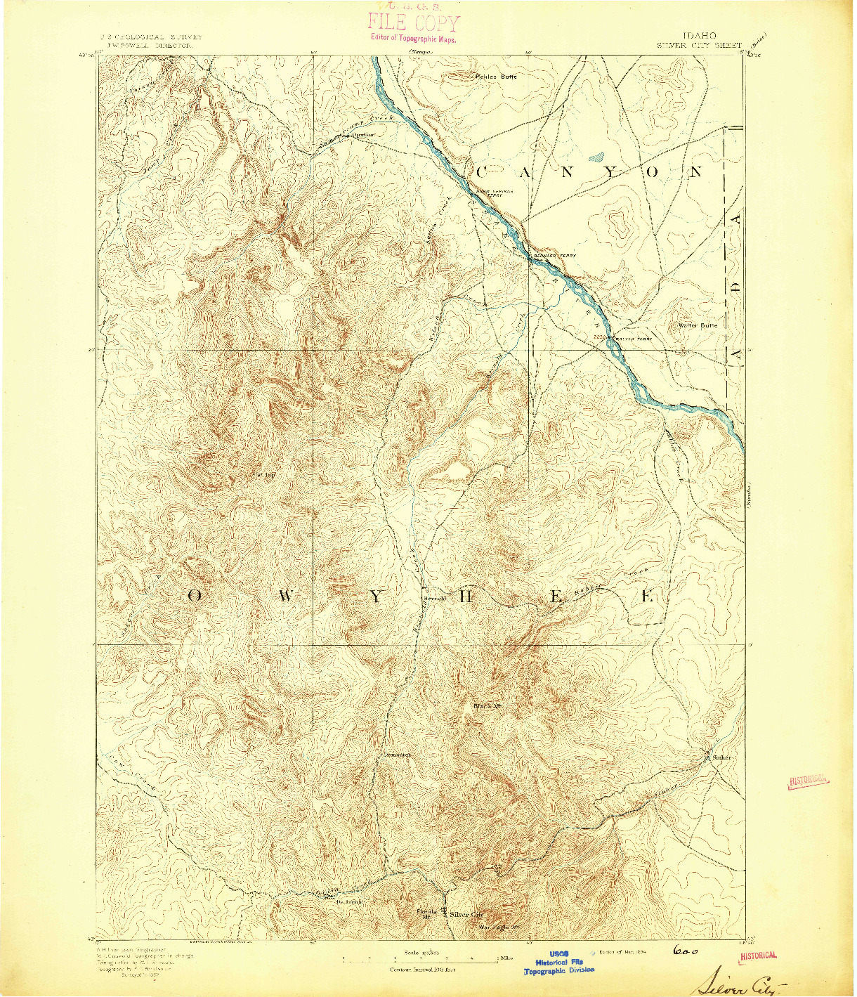 USGS 1:125000-SCALE QUADRANGLE FOR SILVER CITY, ID 1894