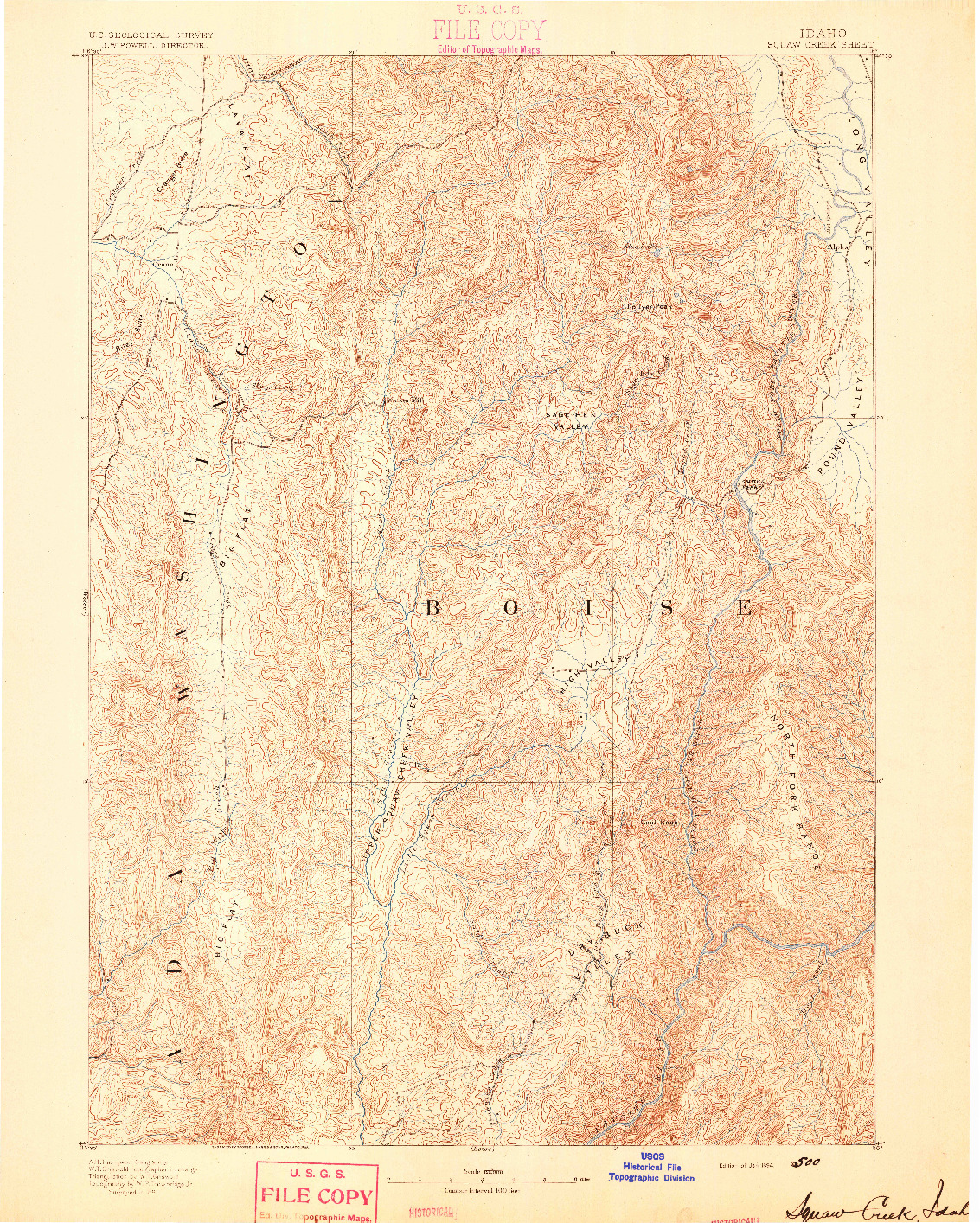 USGS 1:125000-SCALE QUADRANGLE FOR SQUAW CREEK, ID 1894