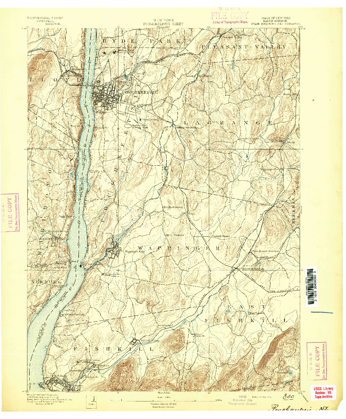 USGS 1:62500-SCALE QUADRANGLE FOR POUGHKEEPSIE, NY 1894