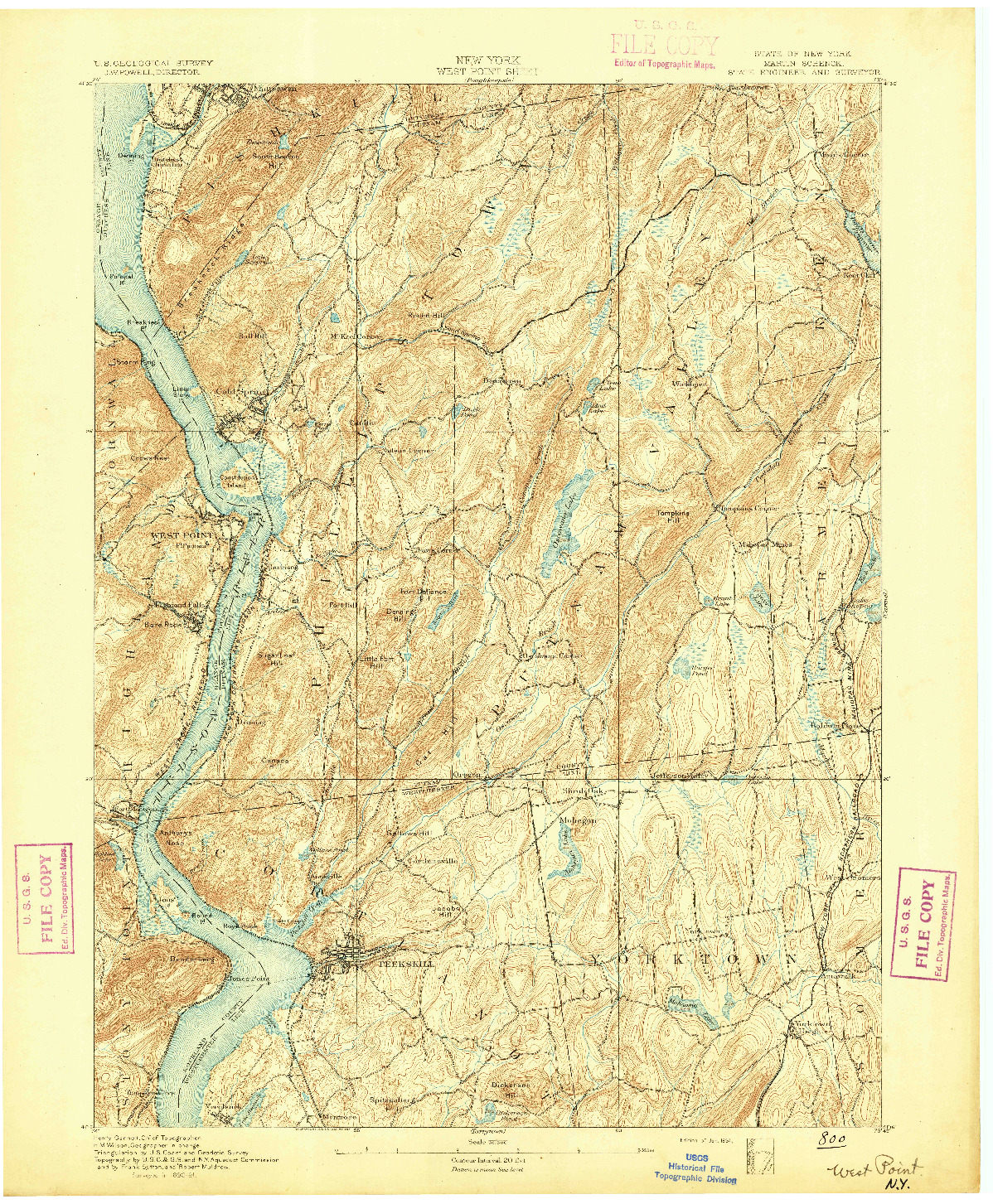 USGS 1:62500-SCALE QUADRANGLE FOR WEST POINT, NY 1894