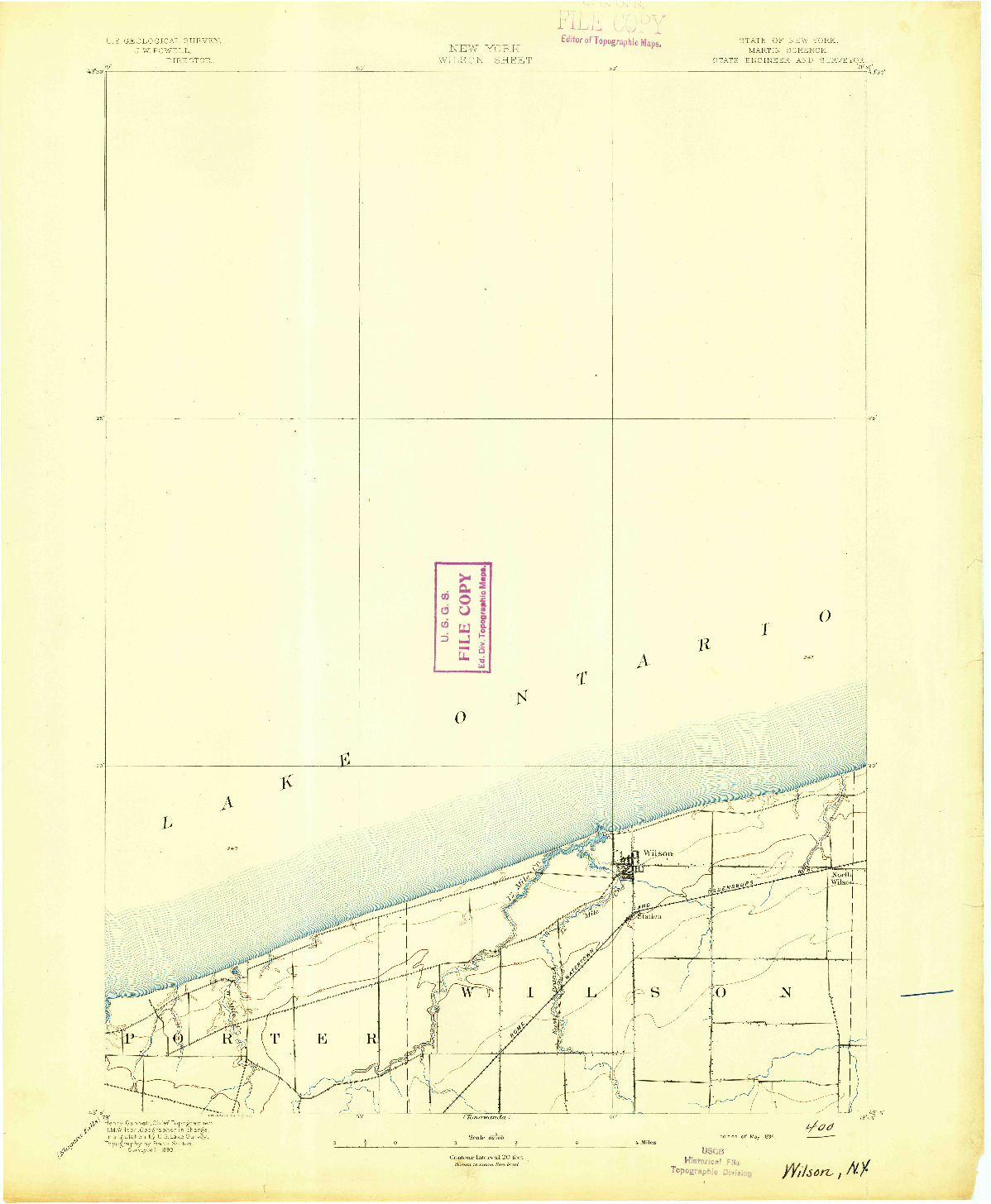 USGS 1:62500-SCALE QUADRANGLE FOR WILSON, NY 1894