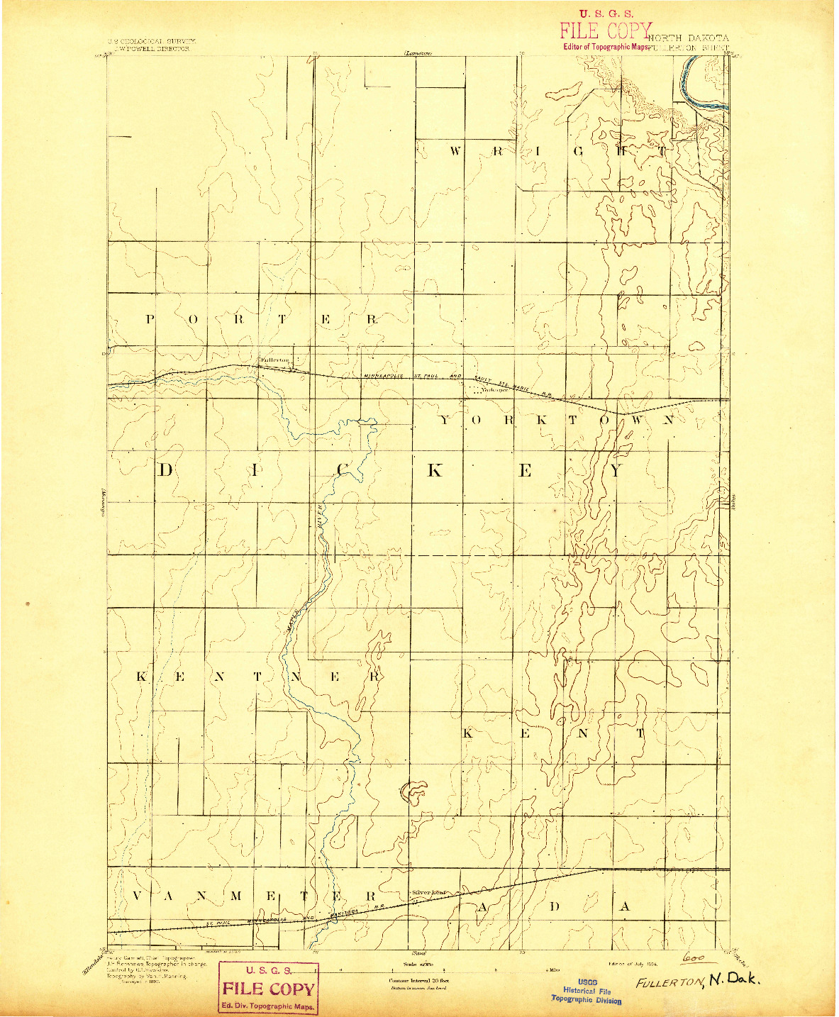 USGS 1:62500-SCALE QUADRANGLE FOR FULLERTON, ND 1894