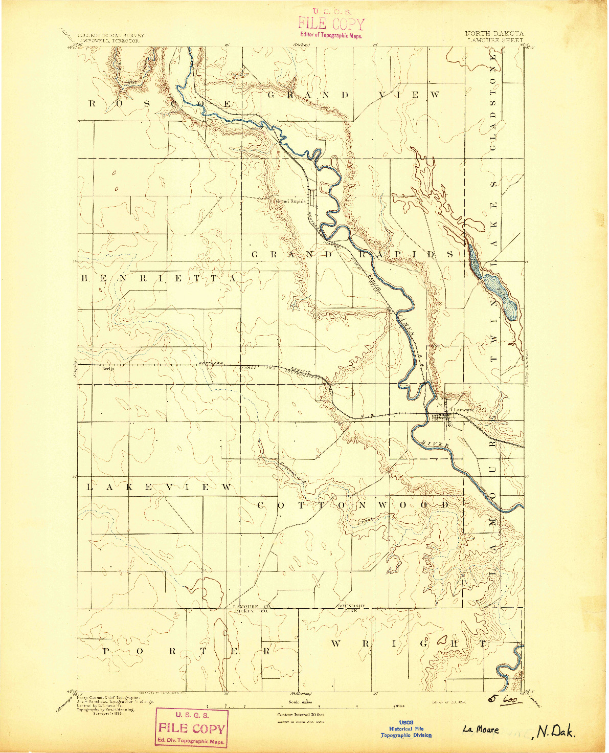 USGS 1:62500-SCALE QUADRANGLE FOR LA MOURE, ND 1894