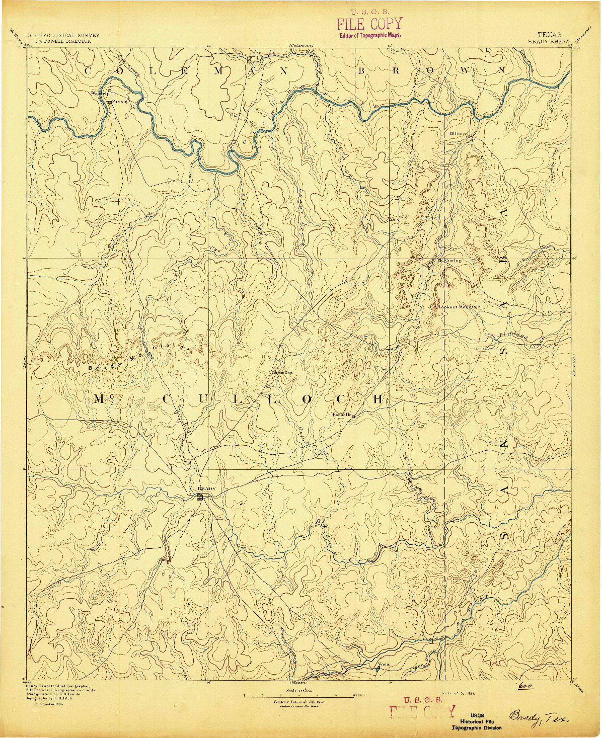 USGS 1:125000-SCALE QUADRANGLE FOR BRADY, TX 1894