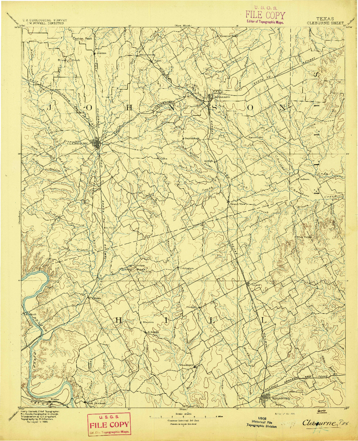 USGS 1:125000-SCALE QUADRANGLE FOR CLEBURNE, TX 1894