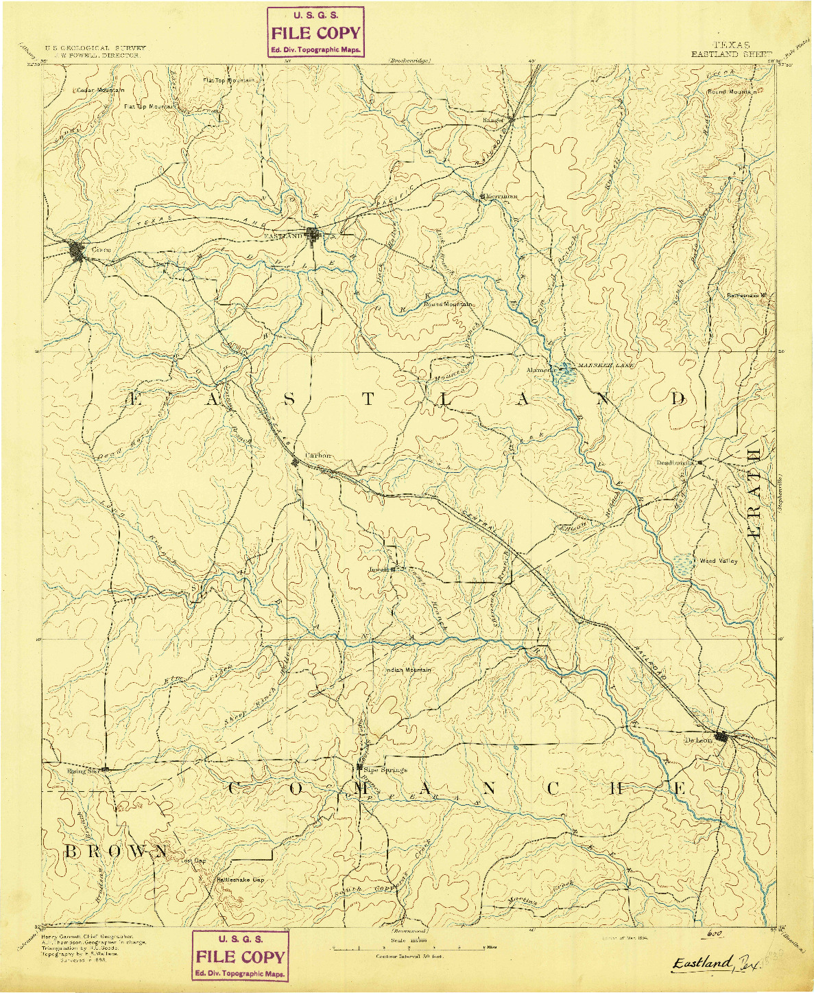 USGS 1:125000-SCALE QUADRANGLE FOR EASTLAND, TX 1894
