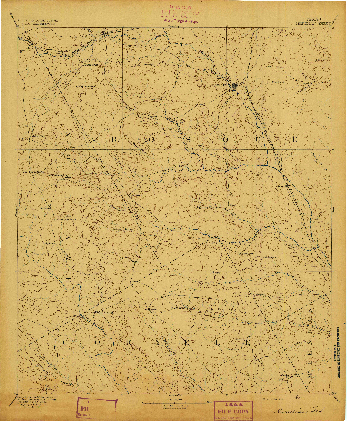 USGS 1:125000-SCALE QUADRANGLE FOR MERIDIAN, TX 1894