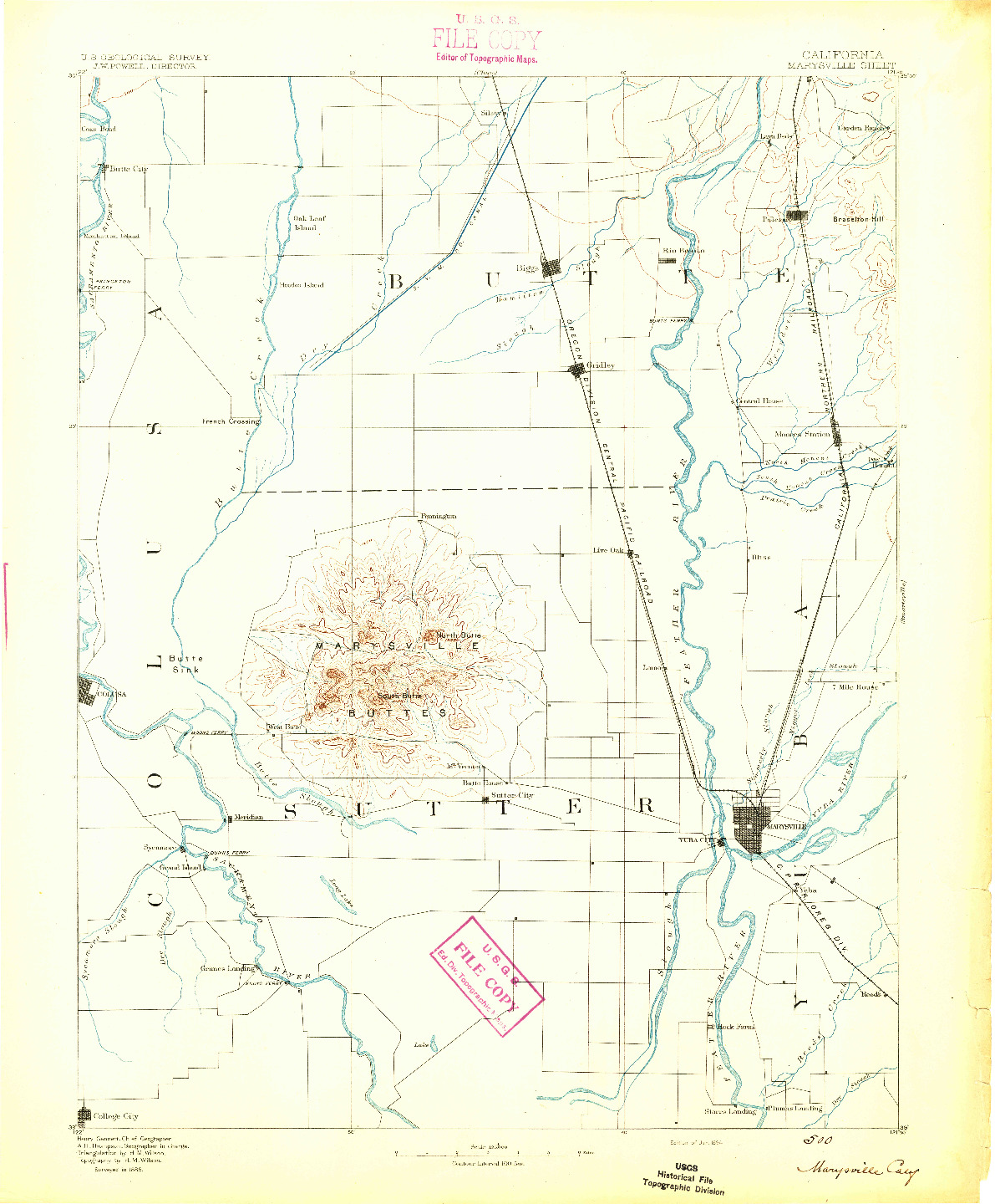 USGS 1:125000-SCALE QUADRANGLE FOR MARYSVILLE, CA 1894