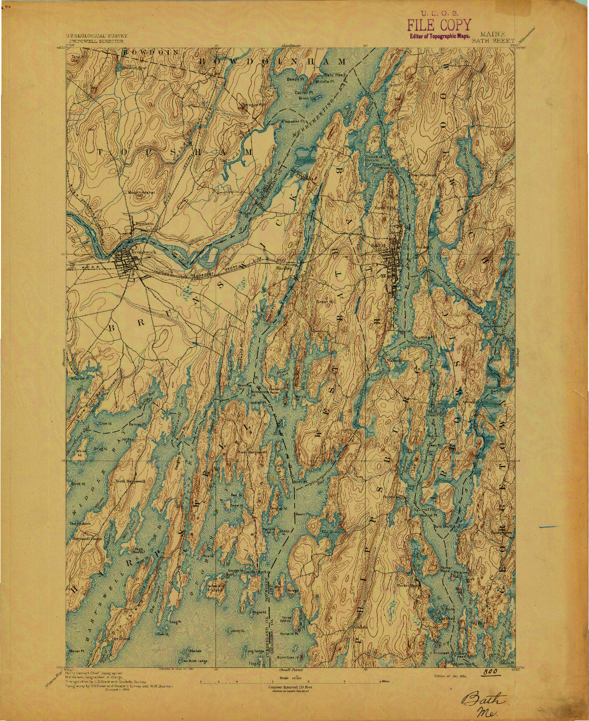 USGS 1:62500-SCALE QUADRANGLE FOR BATH, ME 1894