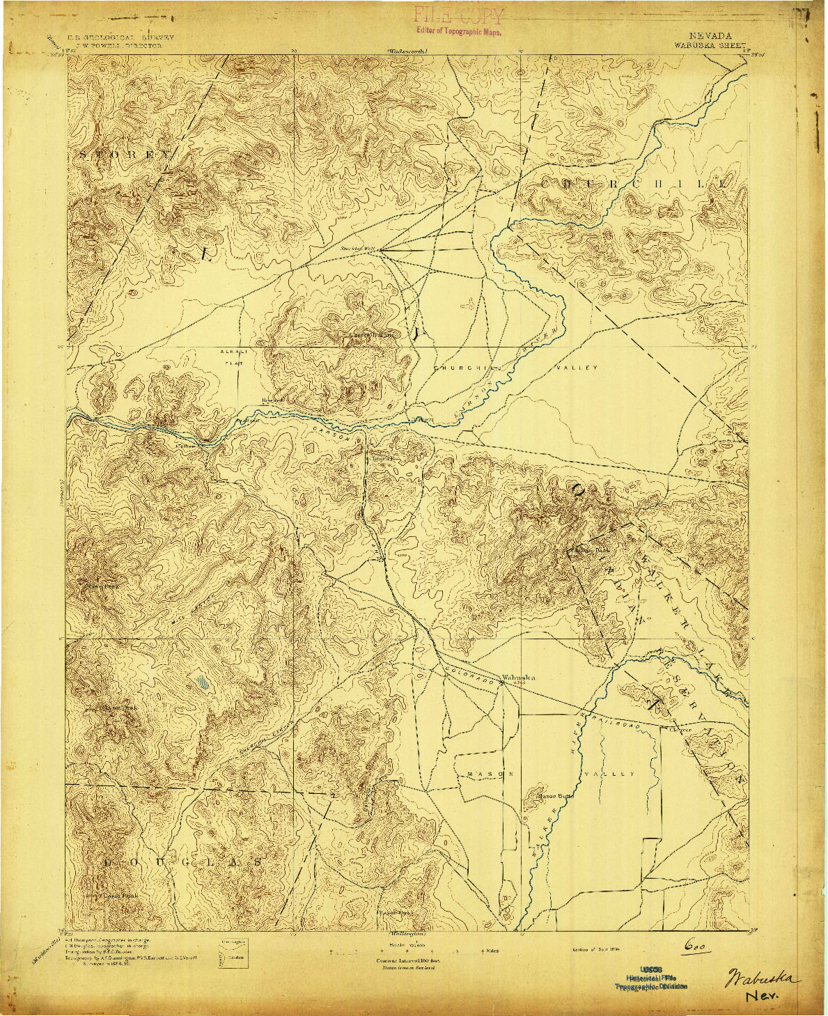 USGS 1:125000-SCALE QUADRANGLE FOR WABUSKA, NV 1894