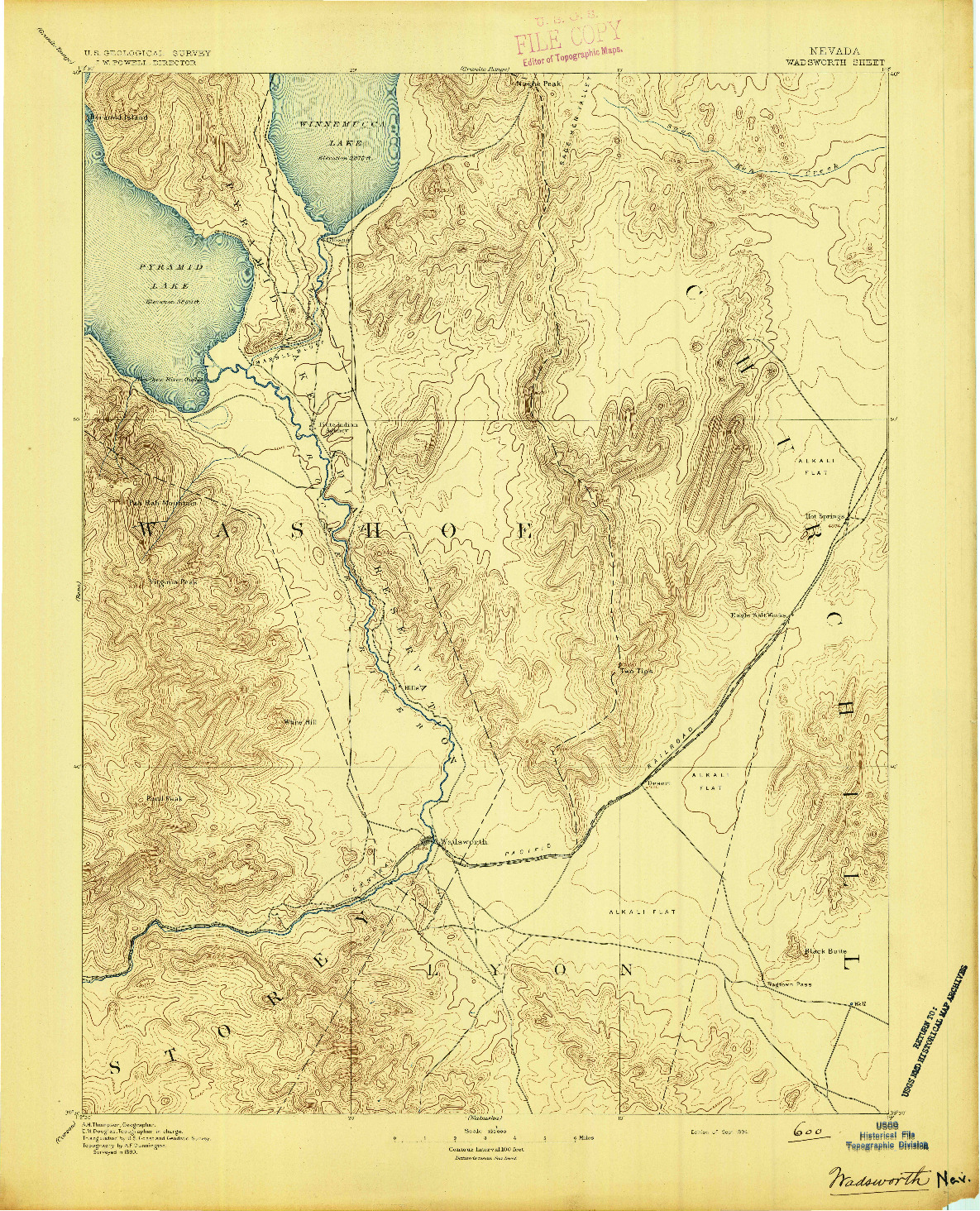 USGS 1:125000-SCALE QUADRANGLE FOR WADSWORTH, NV 1894
