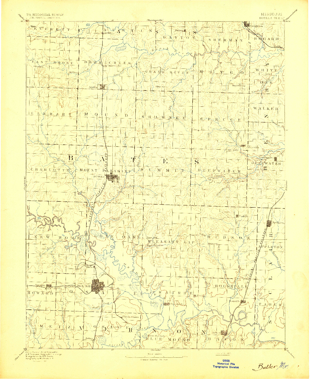 USGS 1:125000-SCALE QUADRANGLE FOR BUTLER, MO 1894