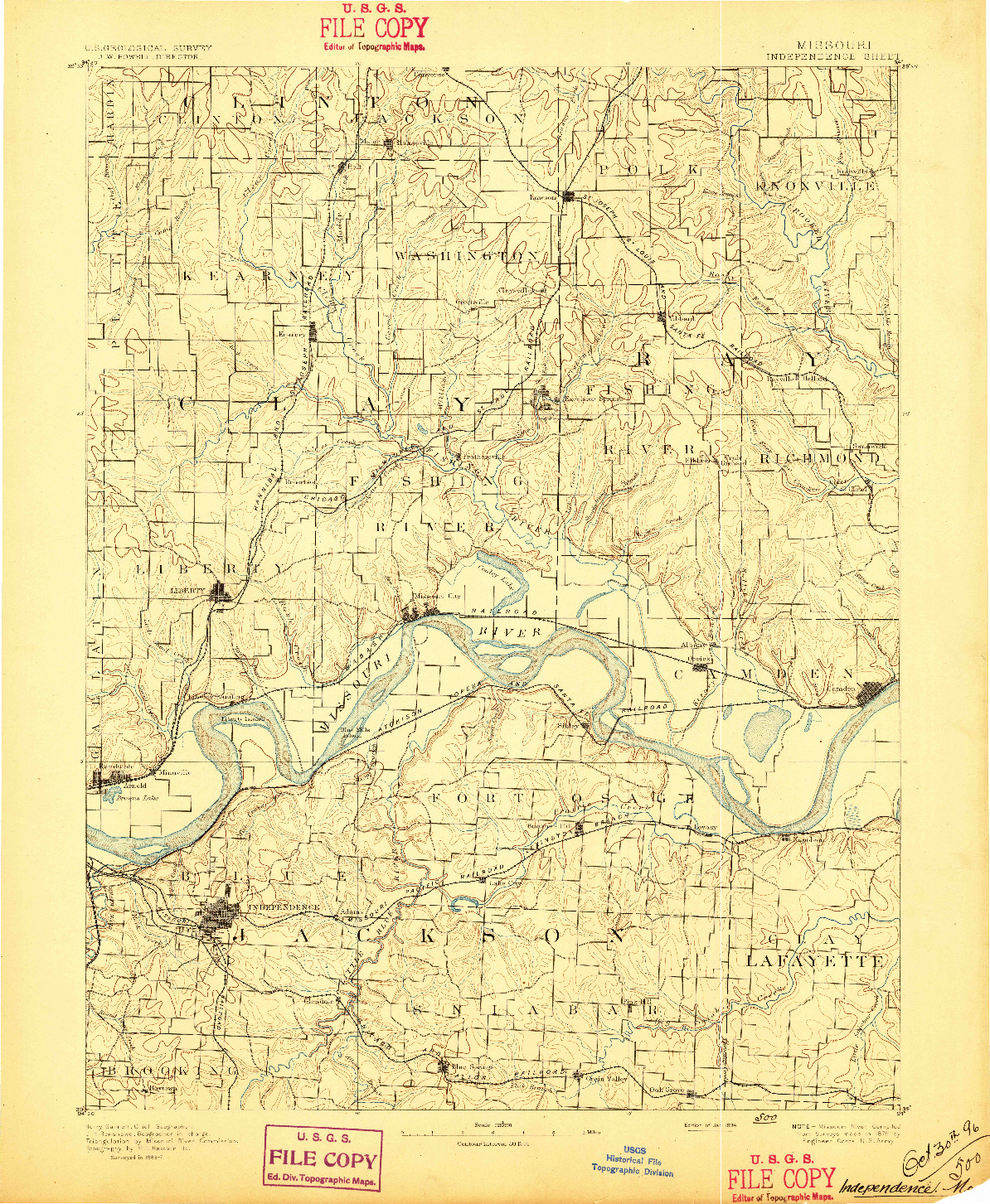 USGS 1:125000-SCALE QUADRANGLE FOR INDEPENDENCE, MO 1894