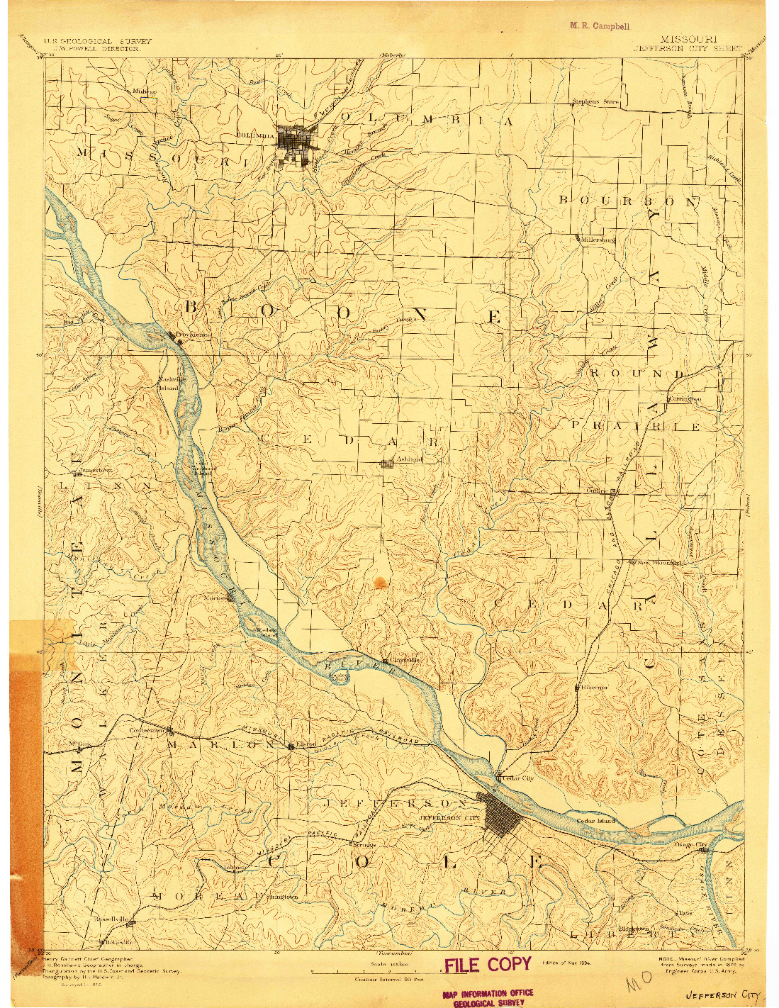 USGS 1:125000-SCALE QUADRANGLE FOR JEFFERSON CITY, MO 1894