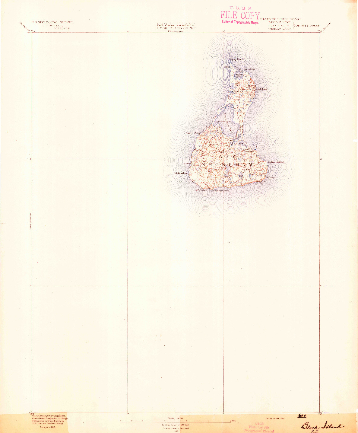 USGS 1:62500-SCALE QUADRANGLE FOR BLOCK ISLAND, RI 1894