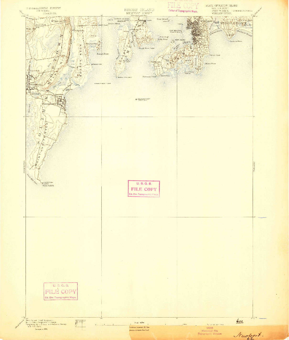 USGS 1:62500-SCALE QUADRANGLE FOR NEWPORT, RI 1894