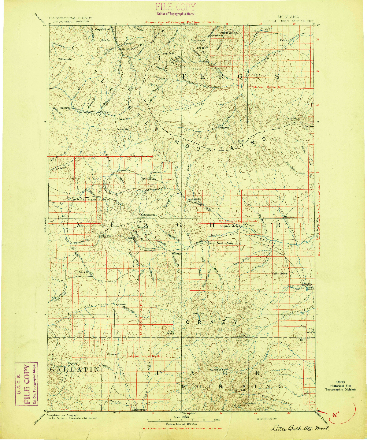 USGS 1:250000-SCALE QUADRANGLE FOR LITTLE BELT MTS., MT 1894