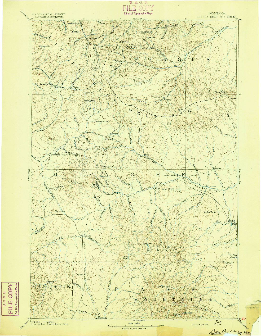 USGS 1:250000-SCALE QUADRANGLE FOR LITTLE BELT MTS., MT 1894