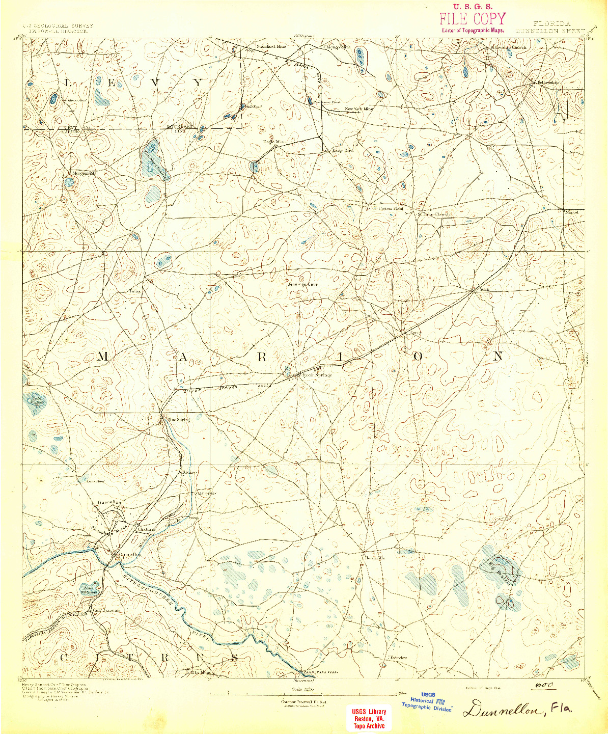 USGS 1:62500-SCALE QUADRANGLE FOR DUNNELLON, FL 1894