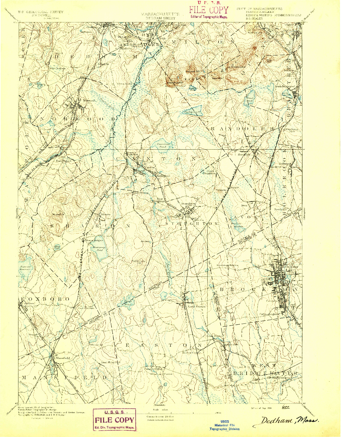 USGS 1:62500-SCALE QUADRANGLE FOR DEDHAM, MA 1894