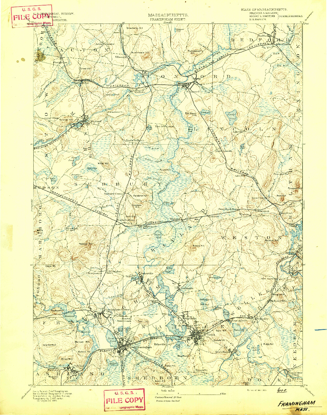 USGS 1:62500-SCALE QUADRANGLE FOR FRAMINGHAM, MA 1894