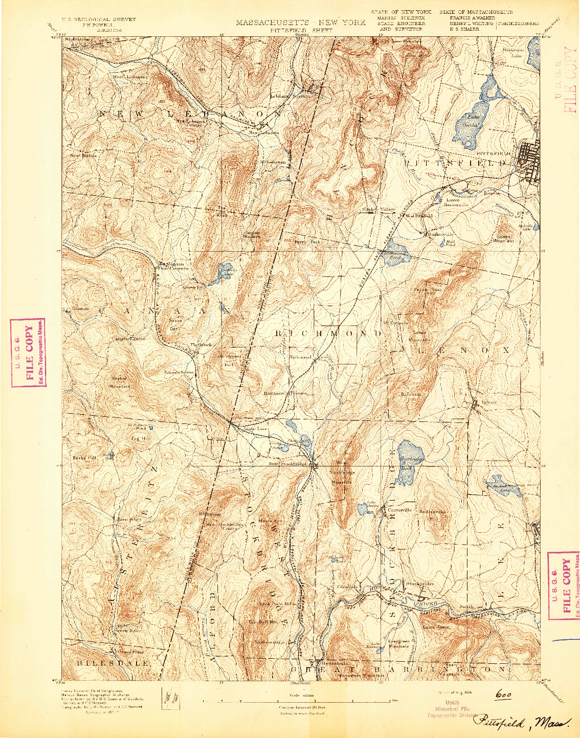 USGS 1:62500-SCALE QUADRANGLE FOR PITTSFIELD, MA 1894