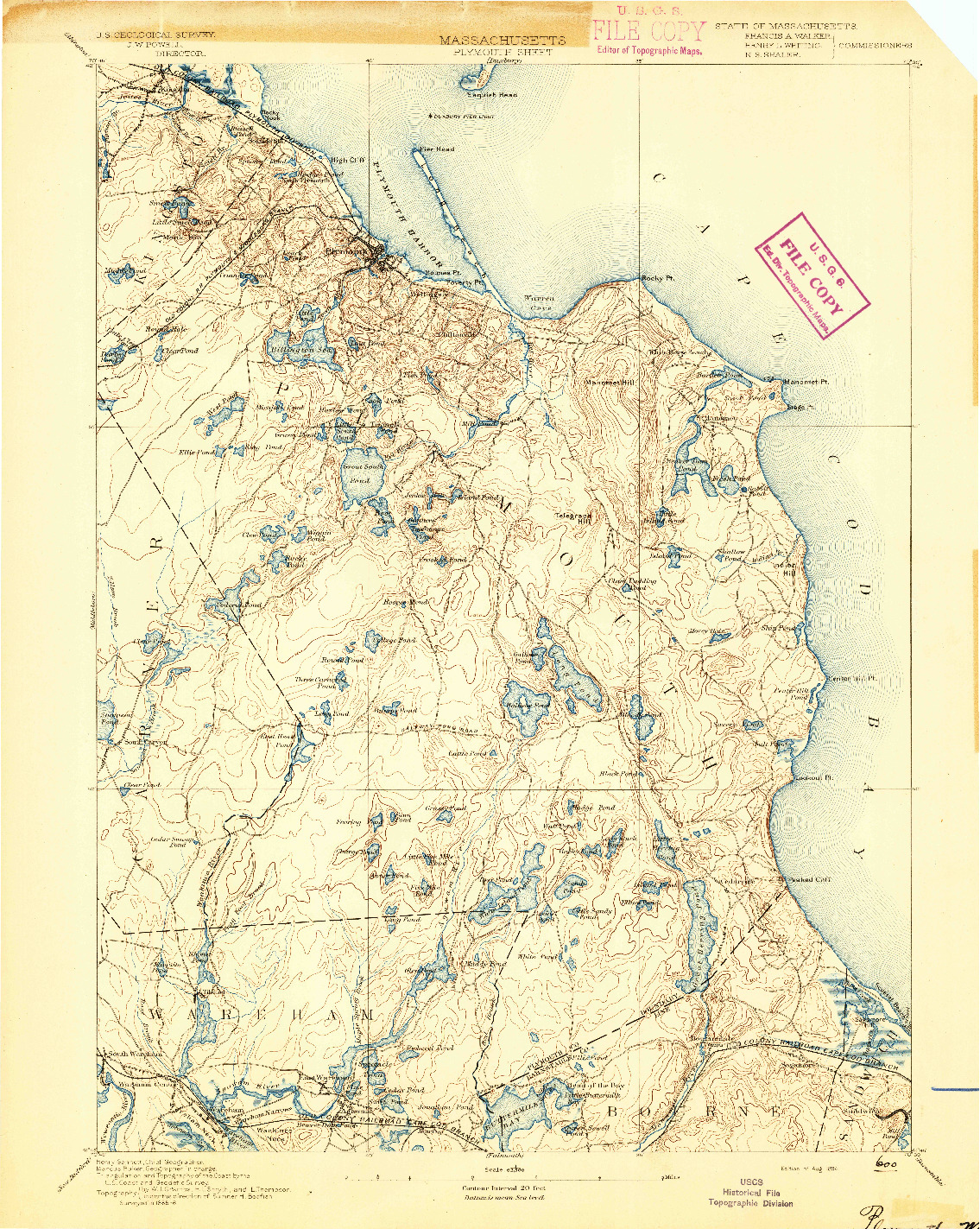 USGS 1:62500-SCALE QUADRANGLE FOR PLYMOUTH, MA 1894