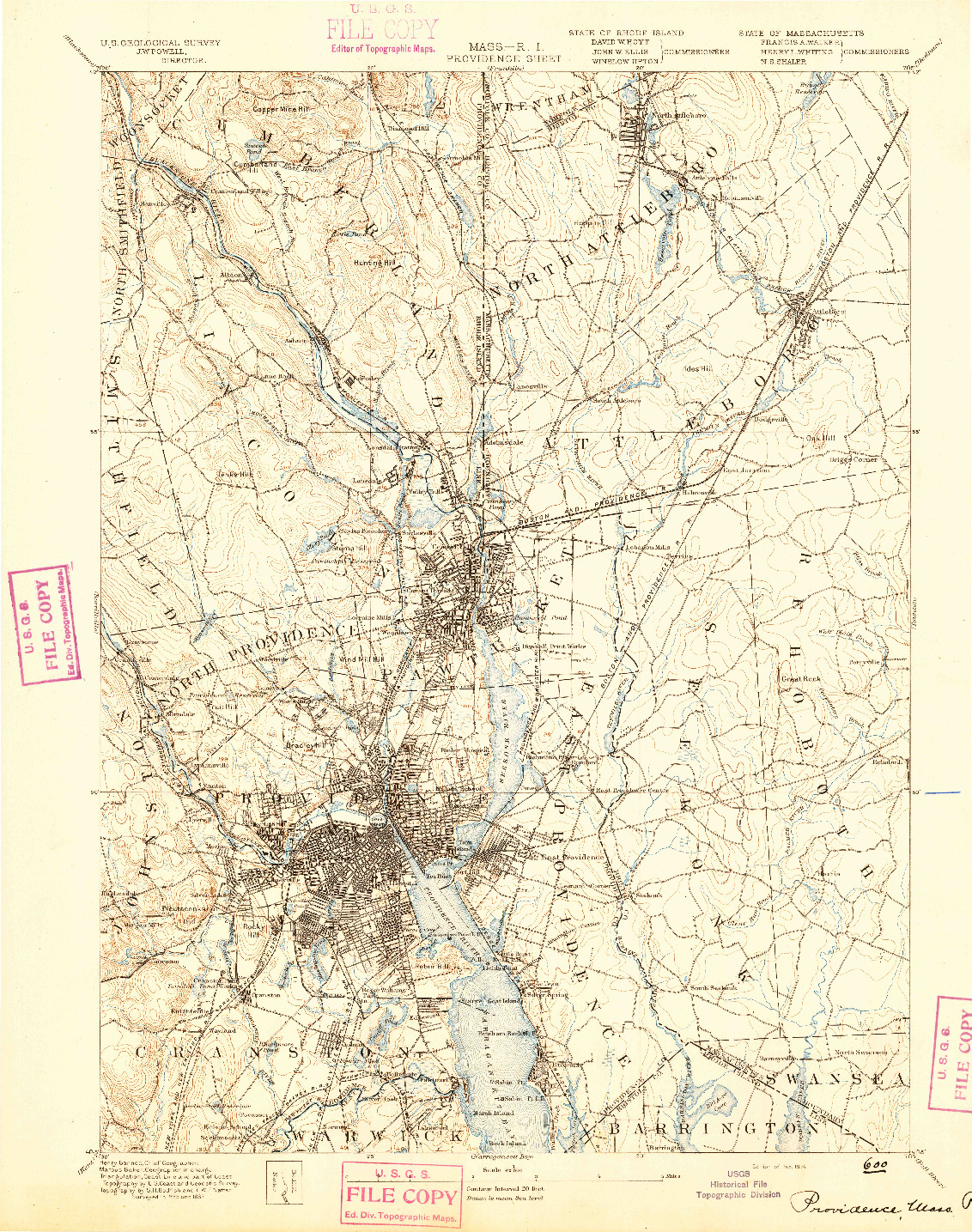 USGS 1:62500-SCALE QUADRANGLE FOR PROVIDENCE, MA 1894