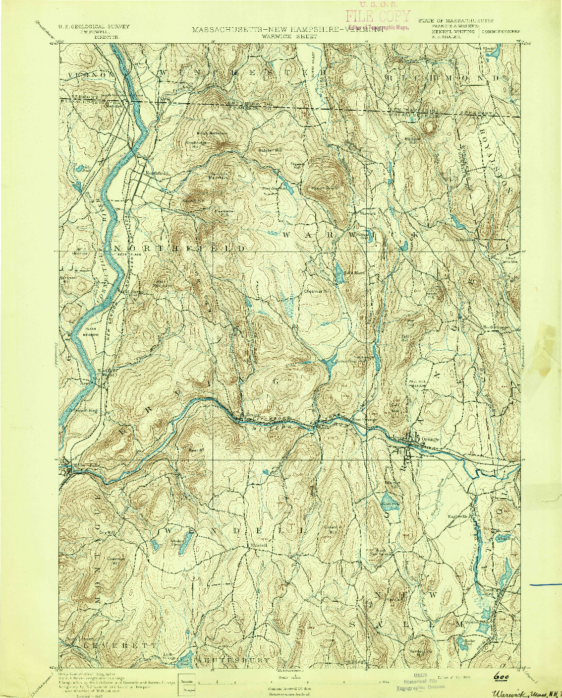 USGS 1:62500-SCALE QUADRANGLE FOR WARWICK, MA 1894