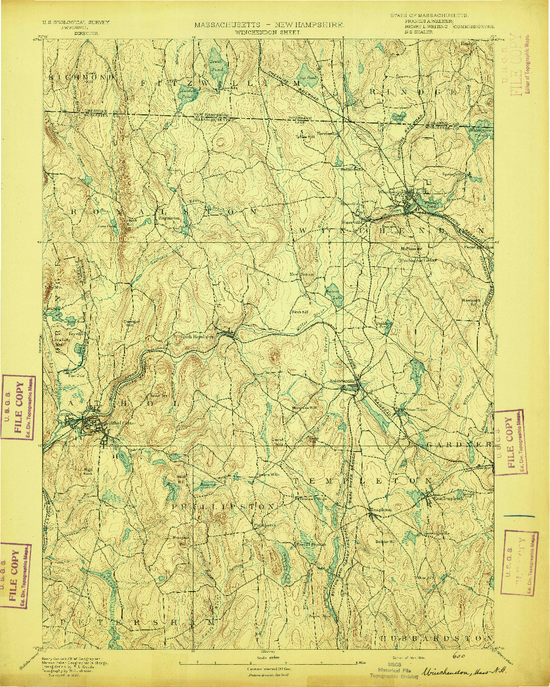 USGS 1:62500-SCALE QUADRANGLE FOR WINCHENDON, MA 1894