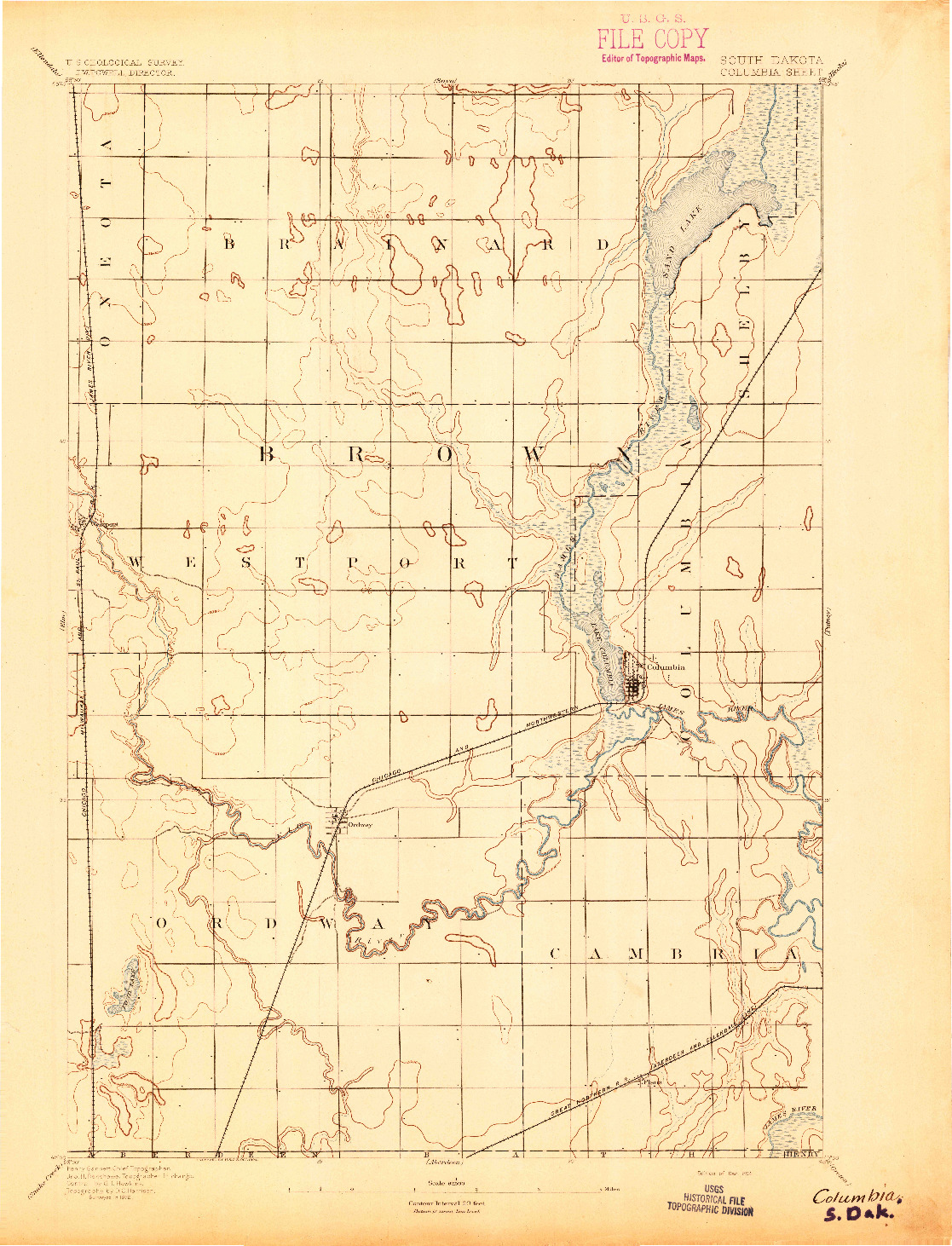 USGS 1:62500-SCALE QUADRANGLE FOR COLUMBIA, SD 1894