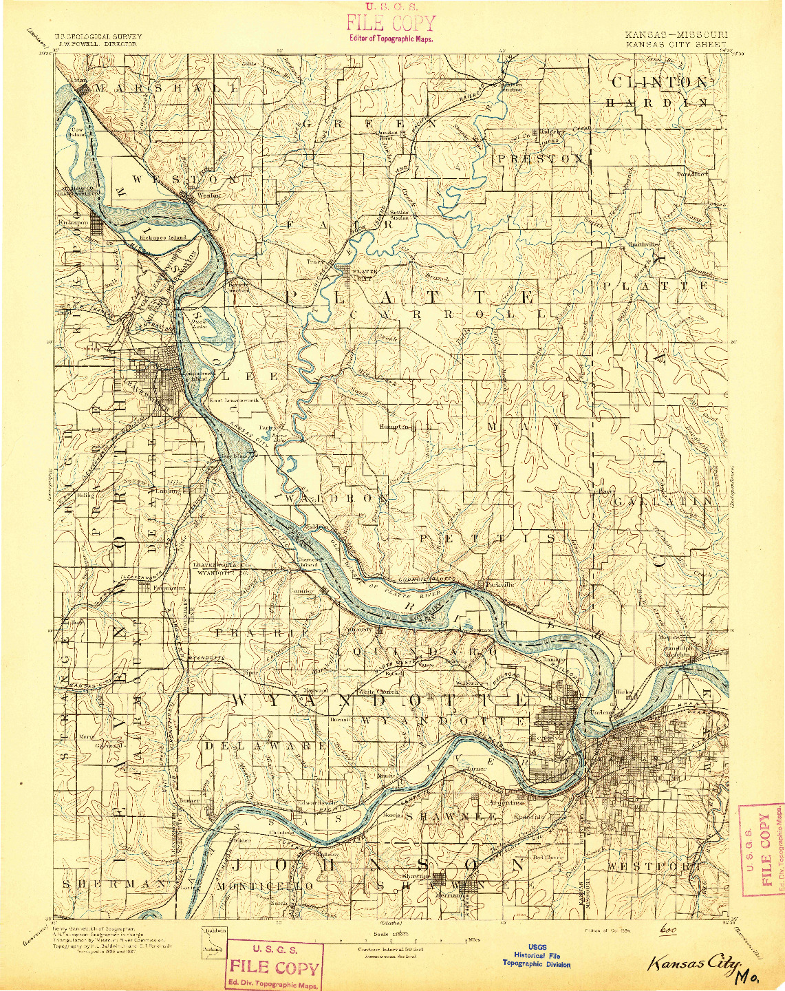 USGS 1:125000-SCALE QUADRANGLE FOR KANSAS CITY, KS 1894