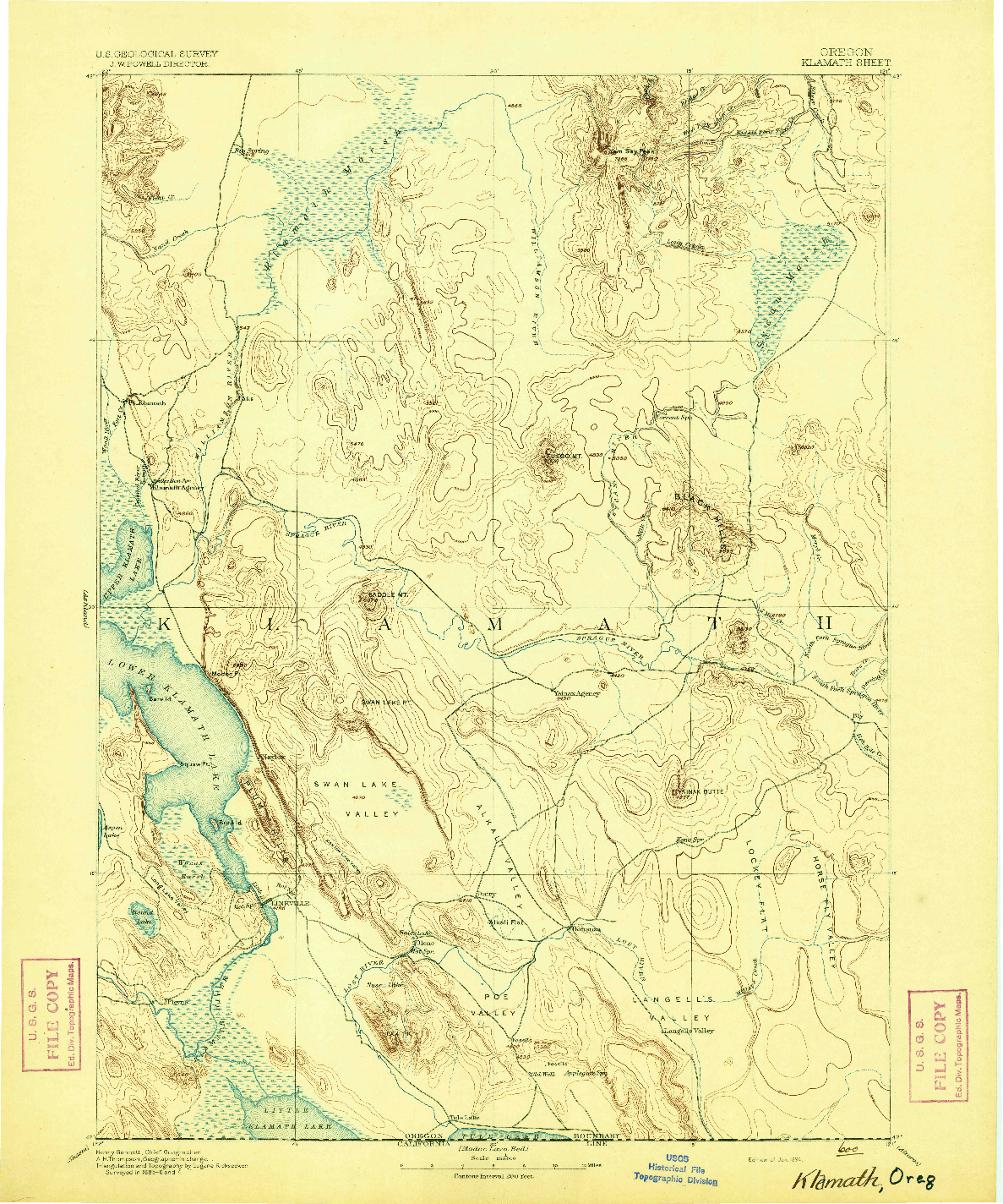 USGS 1:250000-SCALE QUADRANGLE FOR KLAMATH, OR 1894