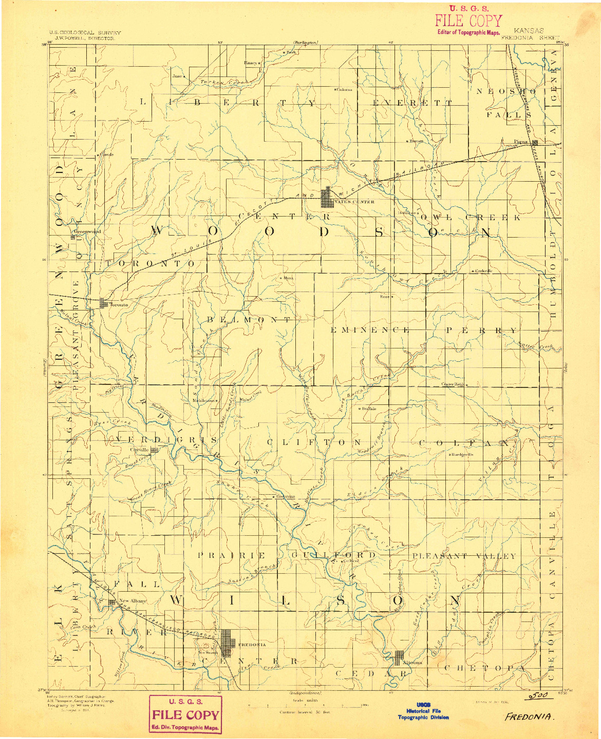 USGS 1:125000-SCALE QUADRANGLE FOR FREDONIA, KS 1894