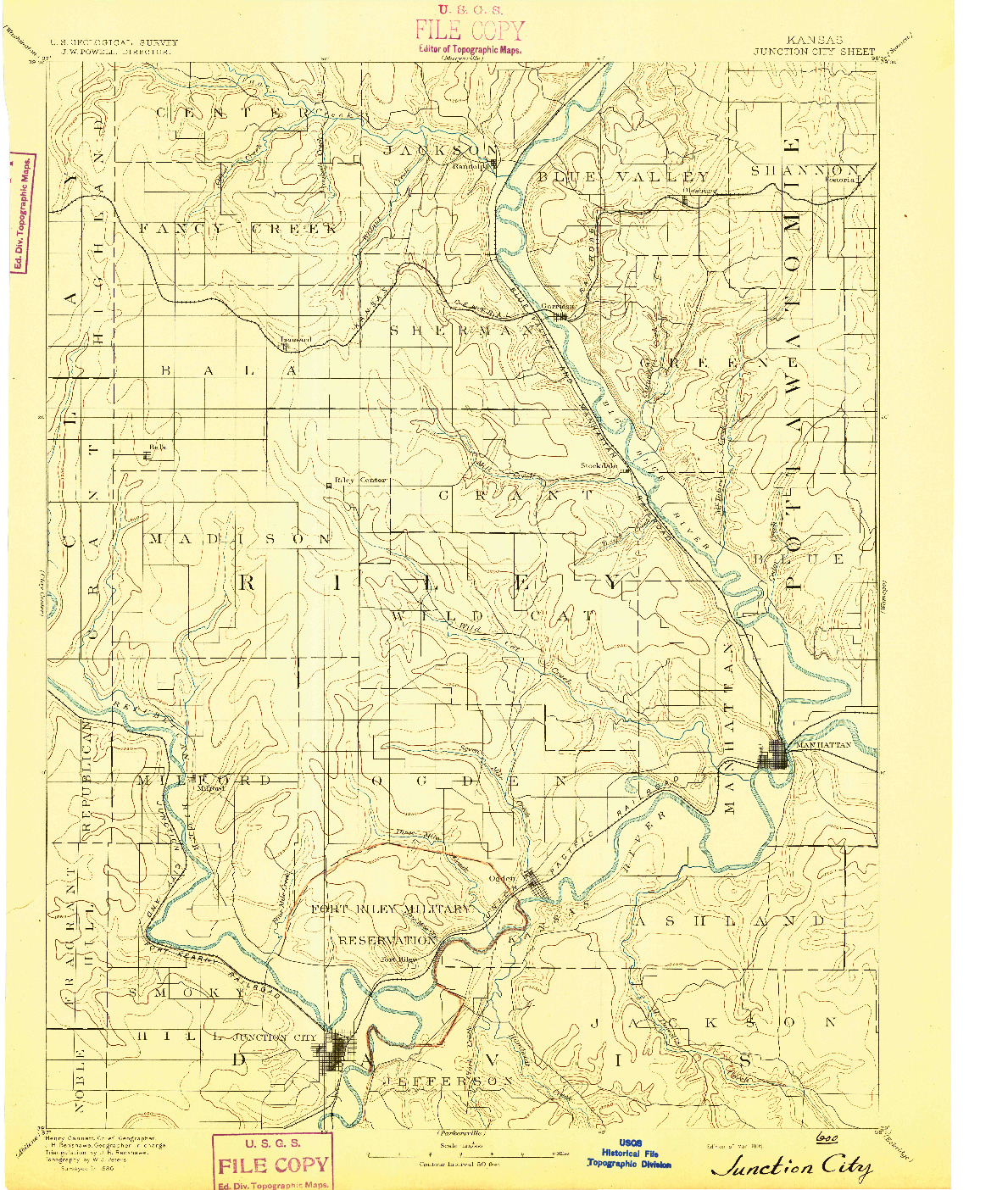 USGS 1:125000-SCALE QUADRANGLE FOR JUNCTION CITY, KS 1894