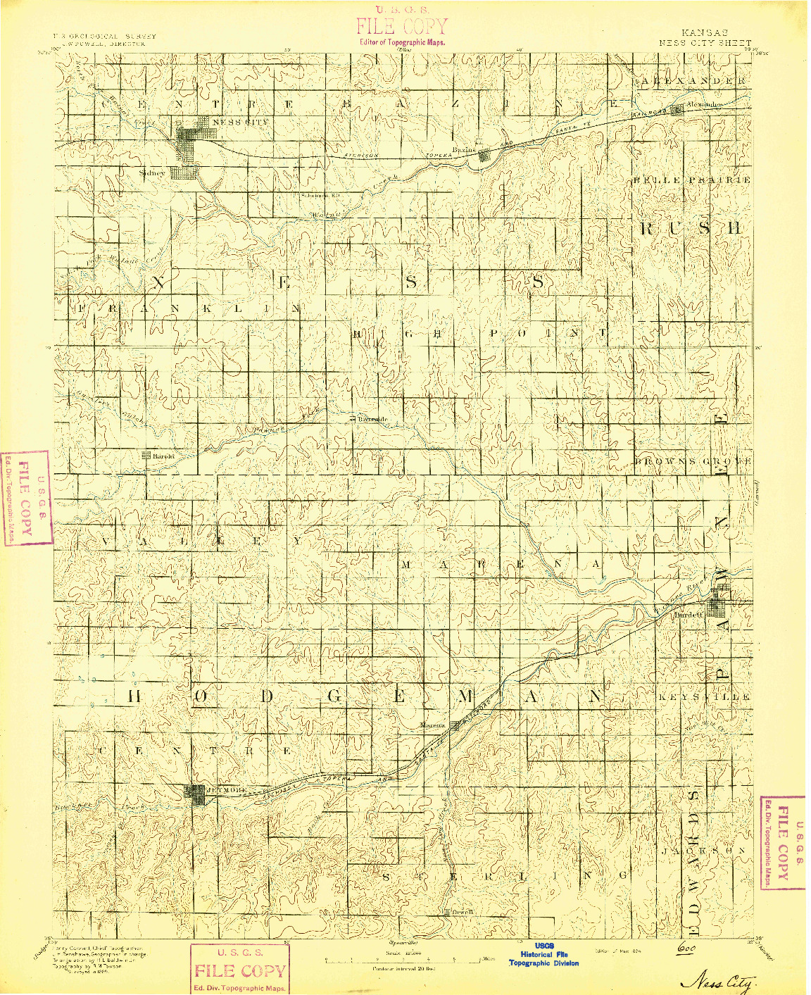 USGS 1:125000-SCALE QUADRANGLE FOR NESS, KS 1894